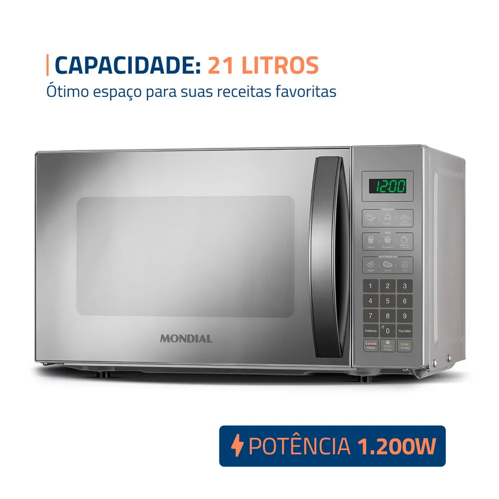 Micro-ondas Mondial Mo-01-21-e 1200w 21 Litros 127v Micro-ondas Mondial Mo-01-21-e 1200w 21 Litros 127v